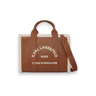Karl Lagerfeld para mulher. B4W30087 Bolsa tote média Rue St-Guillaume marrom (OSFA), Bege, Casual, Poliuretano Karl Lagerfeld para mulher. B4W30087 Bolsa tote média Rue St-Guillaume marrom (OSFA), Bege, Casual, Poliuretano