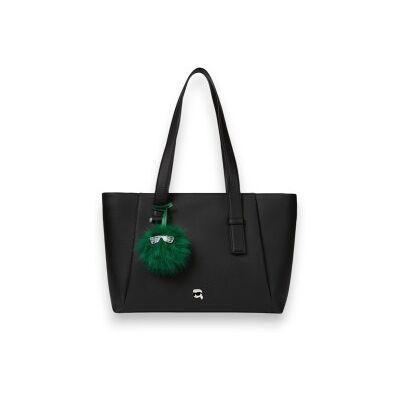 Karl Lagerfeld para mulher. B4W30081 Bolsa tote grande com pingente Ikon Pebble preta (OSFA), Preto, Casual, Poliéster Karl Lagerfeld para mulher. B4W30081 Bolsa tote grande com pingente Ikon Pebble preta (OSFA), Preto, Casual, Poliéster