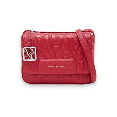 A X Armani Exchange para mulher. XW001577AF15774U5102 Bolsa tiracolo com logótipo em relevo e alça ajustável vermelha (OSFA), Vermelho, Casu A X Armani Exchange para mulher. XW001577AF15774U5102 Bolsa tiracolo com logótipo em relevo e alça ajustável vermelha (OSFA), Vermelho, Casu