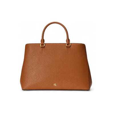 Lauren Ralph Lauren para mulher. 431898556006 Bolsa satchel Hanna grande de couro castanho (OSFA), Marrom, Bege, Casual, Pele Lauren Ralph Lauren para mulher. 431898556006 Bolsa satchel Hanna grande de couro castanho (OSFA), Marrom, Bege, Casual, Pele