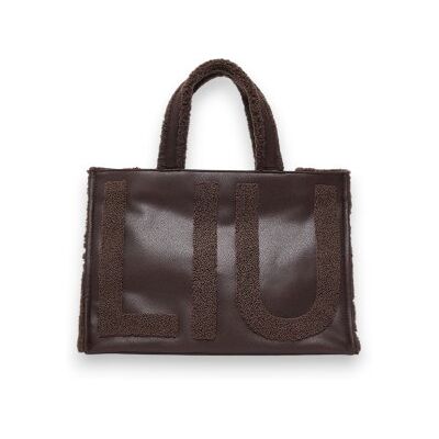 Liu Jo para mulher. 2F6037-E0021 Bolsa tote grande com logo castanho (OSFA), Marrom, Casual, Poliéster Liu Jo para mulher. 2F6037-E0021 Bolsa tote grande com logo castanho (OSFA), Marrom, Casual, Poliéster
