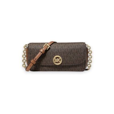 Michael Kors para mulher. 32S6GY5C5B Bolsa de ombro pequena Nolita com logótipo castanho (OSFA), Marrom, Casual, Poliuretano Michael Kors para mulher. 32S6GY5C5B Bolsa de ombro pequena Nolita com logótipo castanho (OSFA), Marrom, Casual, Poliuretano