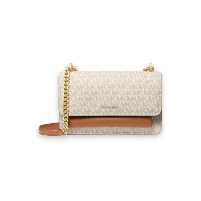 Michael Kors para mulher. 30R5GC7L3B Mala de ombro Claire grande com logótipo bege (OSFA), Casual, Lona Michael Kors para mulher. 30R5GC7L3B Mala de ombro Claire grande com logótipo bege (OSFA), Casual, Lona
