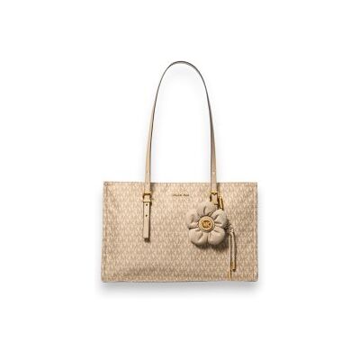 Michael Kors para mulher. 30T6A6ZT8C Bolsa Tote média com zíper e charm bege (OSFA), Casual, Polister Reciclado Michael Kors para mulher. 30T6A6ZT8C Bolsa Tote média com zíper e charm bege (OSFA), Casual, Polister Reciclado