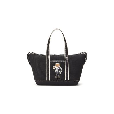 Polo Ralph Lauren para mulher. 428P18488001 Bolsa tote shopper pequena com Polo Bear preta (OSFA), Preto, Casual, Algodão Polo Ralph Lauren para mulher. 428P18488001 Bolsa tote shopper pequena com Polo Bear preta (OSFA), Preto, Casual, Algodão