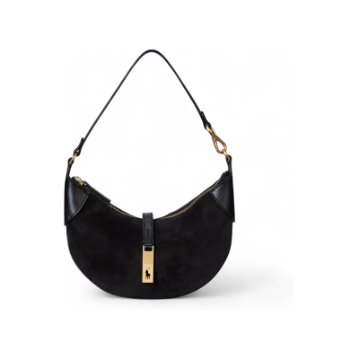 Polo Ralph Lauren para mulher. 428929801010 Bolsa de ombro Polo ID mini de camurça preta (OSFA), Preto, Casual, Pele Polo Ralph Lauren para mulher. 428929801010 Bolsa de ombro Polo ID mini de camurça preta (OSFA), Preto, Casual, Pele