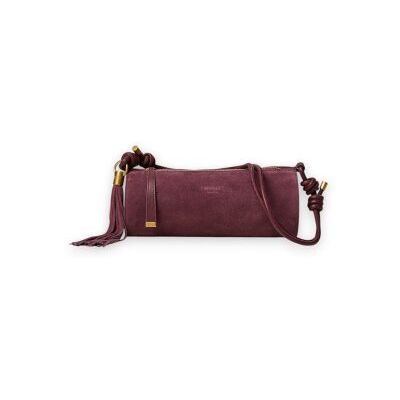 Twinset para mulher. 262TD8232 Bolsa cilíndrica de camurça com borla bordô (OSFA), Casual, Grená, Pele, Borgonha Twinset para mulher. 262TD8232 Bolsa cilíndrica de camurça com borla bordô (OSFA), Casual, Grená, Pele, Borgonha