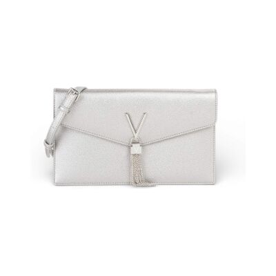 Valentino para mulher. VBS9XJ17 Bolsa de ombro com pormenores metálicos prateados (OSFA), Prata, Casual, Poliuretano Valentino para mulher. VBS9XJ17 Bolsa de ombro com pormenores metálicos prateados (OSFA), Prata, Casual, Poliuretano