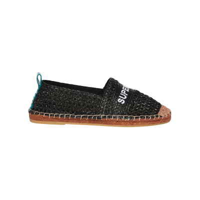 Superdry para mulher. WF110303A Alpargatas de ráfia preta com incrustações (40), Preto, Plano, Nenhum, Casual Superdry para mulher. WF110303A Alpargatas de ráfia preta com incrustações (40), Preto, Plano, Nenhum, Casual