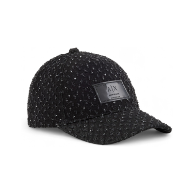 A X Armani Exchange para mulher. XW001894AF18855MC329 Chapéu de basebol preto (OSFA), Algodão, Clássico A X Armani Exchange para mulher. XW001894AF18855MC329 Chapéu de basebol preto (OSFA), Algodão, Clássico