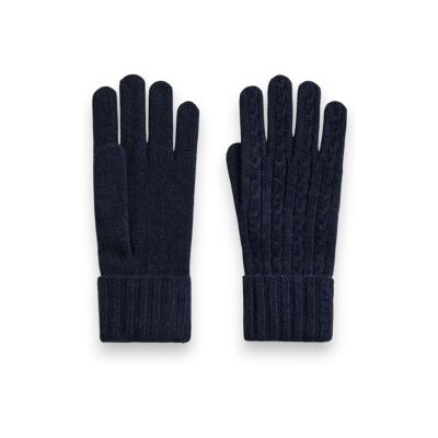 Gant para mulher. 4930022 Luvas de tricô ponto de tranças marinho (OSFA), Casual, Lã Gant para mulher. 4930022 Luvas de tricô ponto de tranças marinho (OSFA), Casual, Lã
