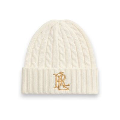 Lauren Ralph Lauren para mulher. 454P23505002 Gorro em ponto de tranças com logotipo beige (OSFA), Branco, Casual, Tecido Lauren Ralph Lauren para mulher. 454P23505002 Gorro em ponto de tranças com logotipo beige (OSFA), Branco, Casual, Tecido
