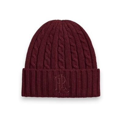 Lauren Ralph Lauren para mulher. 454P23505004 Gorro em ponto de tranças com logotipo vermelho (OSFA), Casual, Grená, Tecido Lauren Ralph Lauren para mulher. 454P23505004 Gorro em ponto de tranças com logotipo vermelho (OSFA), Casual, Grená, Tecido