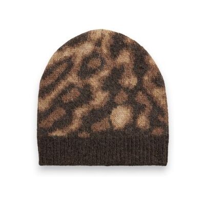 Lauren Ralph Lauren para mulher. 454P23532001 Gorro de tricô com estampa animal print de ocelote (OSFA), Casual, Tecido Lauren Ralph Lauren para mulher. 454P23532001 Gorro de tricô com estampa animal print de ocelote (OSFA), Casual, Tecido