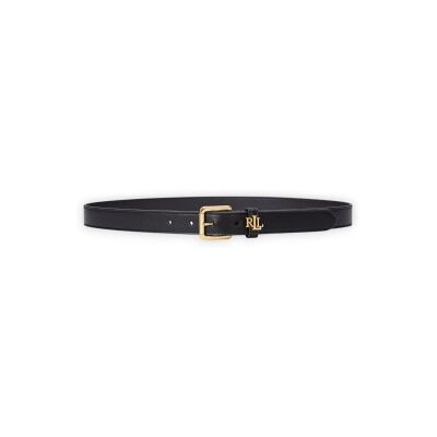 Lauren Ralph Lauren para mulher. 412968763001 Cinto estreito de couro com logotipo preto (S), Casual, Pele Lauren Ralph Lauren para mulher. 412968763001 Cinto estreito de couro com logotipo preto (S), Casual, Pele