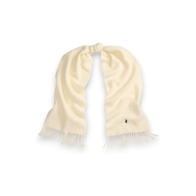 Polo Ralph Lauren para mulher. 455P03868001 Cachecol de lã com franjas branco creme (OSFA), Casual Polo Ralph Lauren para mulher. 455P03868001 Cachecol de lã com franjas branco creme (OSFA), Casual