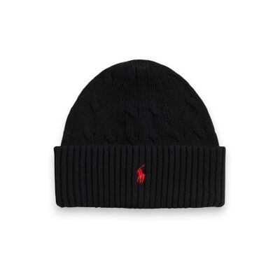 Polo Ralph Lauren unisex. 323980663003 Gorro de algodão em ponto de oitos preto (L/XL), Casual Polo Ralph Lauren unisex. 323980663003 Gorro de algodão em ponto de oitos preto (L/XL), Casual