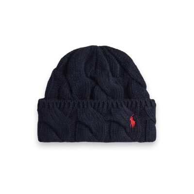 Polo Ralph Lauren para mulher. 455P18125001 Gorro de mistura de lã com riscas marinho (OSFA), Casual Polo Ralph Lauren para mulher. 455P18125001 Gorro de mistura de lã com riscas marinho (OSFA), Casual