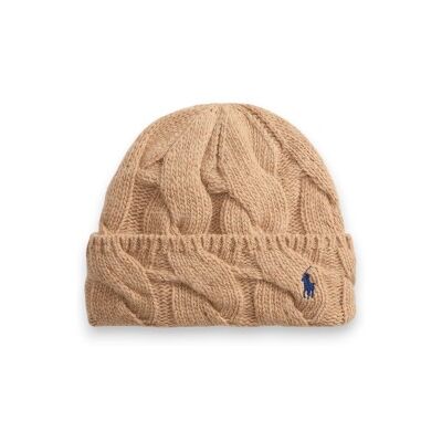 Polo Ralph Lauren para mulher. 455P18125003 Gorro de mistura de lã com listras bege (OSFA), Casual Polo Ralph Lauren para mulher. 455P18125003 Gorro de mistura de lã com listras bege (OSFA), Casual