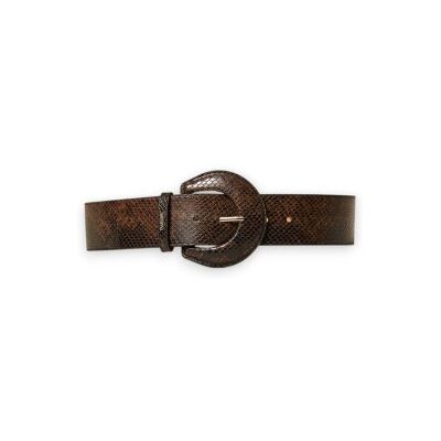 Twinset para mulher. 262TO5430 Cinto de couro com estampa de píton marrom (S), Casual, Sintético Twinset para mulher. 262TO5430 Cinto de couro com estampa de píton marrom (S), Casual, Sintético
