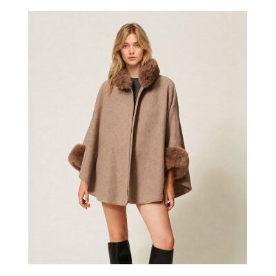 Twinset para mulher. 262TO5730 Poncho de pano marrom (OSFA), Bege, Casual, Poliéster Twinset para mulher. 262TO5730 Poncho de pano marrom (OSFA), Bege, Casual, Poliéster