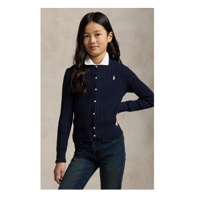 Polo Ralph Lauren para menina. 313543047011 Casaco de malha de algodão em ponto de oitos, cor azul-marinho ((M) 8/9años= 136/142cm), Casual, Polo Ralph Lauren para menina. 313543047011 Casaco de malha de algodão em ponto de oitos, cor azul-marinho ((M) 8/9años= 136/142cm), Casual,