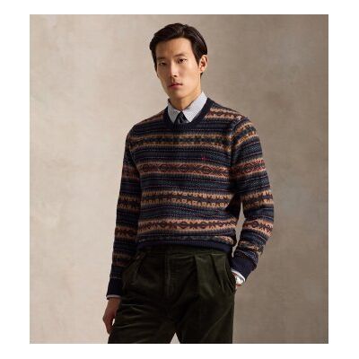Polo Ralph Lauren para homem. 710B26783001 Camisola de lã Fair Isle castanha (XL), Marrom, Casual, Marinho Polo Ralph Lauren para homem. 710B26783001 Camisola de lã Fair Isle castanha (XL), Marrom, Casual, Marinho