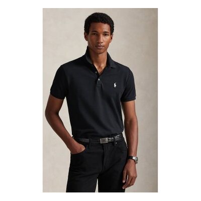 Polo Ralph Lauren para homem. 710941439040 Polo em piqué elástico Custom Slim Fit preto (XXL), Casual, Algodão, Manga curta Polo Ralph Lauren para homem. 710941439040 Polo em piqué elástico Custom Slim Fit preto (XXL), Casual, Algodão, Manga curta