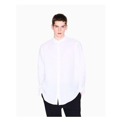 A X Armani Exchange para homem. XM001222AF14619U0001 Camisa de manga comprida branca (S), Branco, Casual, Linho A X Armani Exchange para homem. XM001222AF14619U0001 Camisa de manga comprida branca (S), Branco, Casual, Linho
