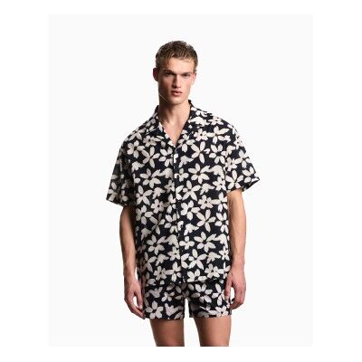 Emporio Armani para homem. EM000593_AF20443 Camisa Flower marinho (M), Casual, Algodão, Manga curta Emporio Armani para homem. EM000593_AF20443 Camisa Flower marinho (M), Casual, Algodão, Manga curta
