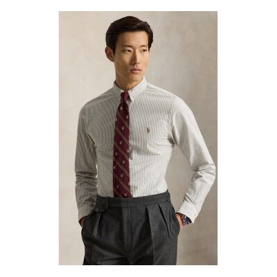 Polo Ralph Lauren para homem. 710953704503 Camisa oxford às riscas Custom Fit (XL), Marrom, Casual, Algodão, Clássico, Manga comprida Polo Ralph Lauren para homem. 710953704503 Camisa oxford às riscas Custom Fit (XL), Marrom, Casual, Algodão, Clássico, Manga comprida