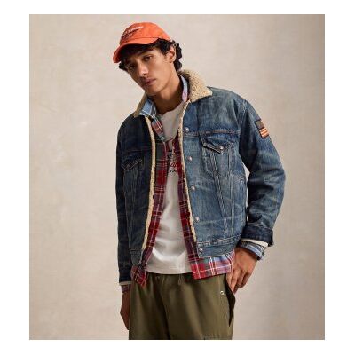 Polo Ralph Lauren para homem. 710B24520001 Jaqueta trucker de jeans com forro azul (M), Casual, Algodão, Denim Polo Ralph Lauren para homem. 710B24520001 Jaqueta trucker de jeans com forro azul (M), Casual, Algodão, Denim