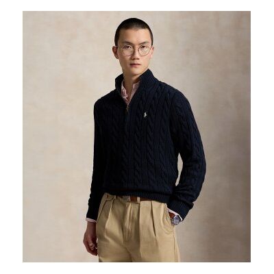 Polo Ralph Lauren para homem. 710810841500 Suéter de algodão em ponto de tranças azul-marinho (S), Casual, Manga comprida Polo Ralph Lauren para homem. 710810841500 Suéter de algodão em ponto de tranças azul-marinho (S), Casual, Manga comprida