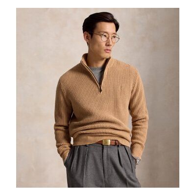 Polo Ralph Lauren para homem. 710B26770002 Suéter de lã e algodão em ponto waffle bege (S), Casual Polo Ralph Lauren para homem. 710B26770002 Suéter de lã e algodão em ponto waffle bege (S), Casual