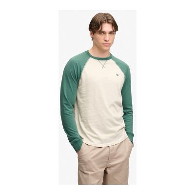 Superdry para homem. M6010976A Camiseta Vintage Athletic Baseball bege, verde (S), Casual, Algodão, Manga comprida Superdry para homem. M6010976A Camiseta Vintage Athletic Baseball bege, verde (S), Casual, Algodão, Manga comprida
