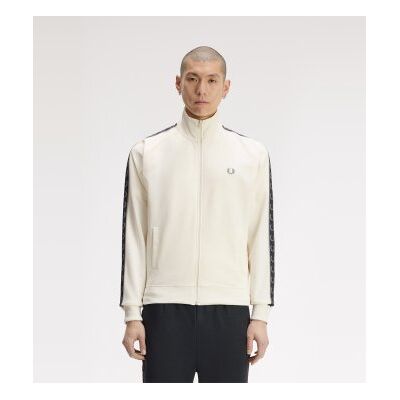 Fred Perry para homem. J5557 Casaco de treino com fita desportiva em contraste beige (L), Bege, Casual, Polister Reciclado, Sustentável Fred Perry para homem. J5557 Casaco de treino com fita desportiva em contraste beige (L), Bege, Casual, Polister Reciclado, Sustentável