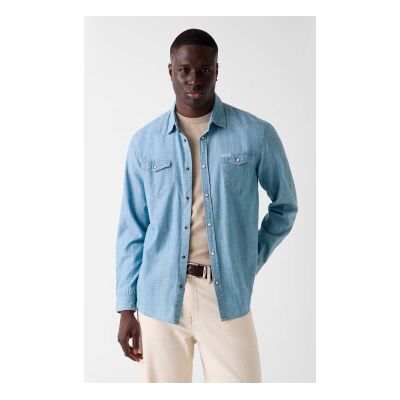 Guess para homem. M6YH02D1296 Camisa Truckee Manga Longa azul (S), Casual, Algodão, Manga comprida Guess para homem. M6YH02D1296 Camisa Truckee Manga Longa azul (S), Casual, Algodão, Manga comprida