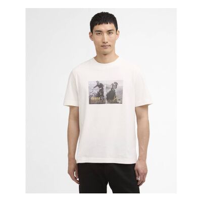 Barbour international para homem. MTS1585 T-shirt Hellen Photographic branca (L), Branco, Bege, Casual, Algodão, Manga curta Barbour international para homem. MTS1585 T-shirt Hellen Photographic branca (L), Branco, Bege, Casual, Algodão, Manga curta