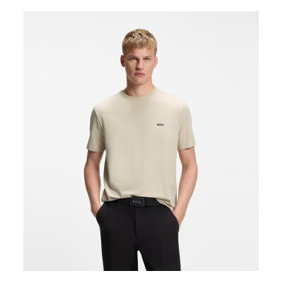 BOSS para homem. 50506373 T-shirt com logótipo em contraste bege (M), Casual, Algodão, Manga curta BOSS para homem. 50506373 T-shirt com logótipo em contraste bege (M), Casual, Algodão, Manga curta