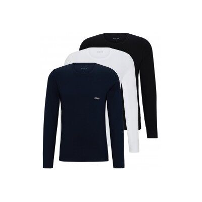 BOSS para homem. 50492321 Conjunto de 3 coletes com logótipo azul-marinho, branco e preto (S), Homewear, Algodão, Manga comprida BOSS para homem. 50492321 Conjunto de 3 coletes com logótipo azul-marinho, branco e preto (S), Homewear, Algodão, Manga comprida