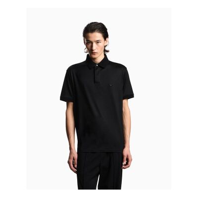 Emporio Armani para homem. EM004588_AF10017 Pólo com micro-águia preta folhada (XL), Preto, Casual, Manga curta, Lyocell Emporio Armani para homem. EM004588_AF10017 Pólo com micro-águia preta folhada (XL), Preto, Casual, Manga curta, Lyocell