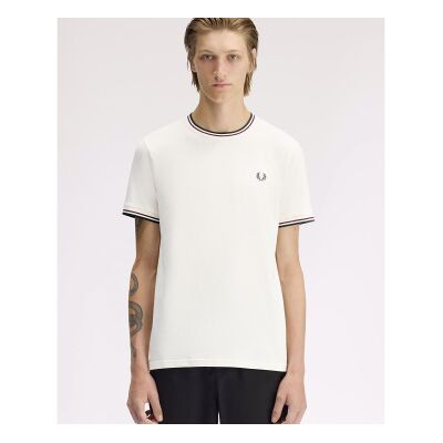 Fred Perry para homem. M1588 Camiseta Twin Tipped branco sujo (XXL), Bege, Casual, Algodão, Manga curta Fred Perry para homem. M1588 Camiseta Twin Tipped branco sujo (XXL), Bege, Casual, Algodão, Manga curta