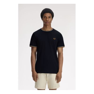 Fred Perry para homem. M1588 T-shirt com duas pontas preta (XXL), Preto, Casual, Algodão, Manga curta Fred Perry para homem. M1588 T-shirt com duas pontas preta (XXL), Preto, Casual, Algodão, Manga curta