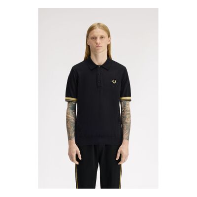 Fred Perry para homem. K2323 Pólo em contraste preto, dourado (M), Casual, Algodão, Manga curta Fred Perry para homem. K2323 Pólo em contraste preto, dourado (M), Casual, Algodão, Manga curta