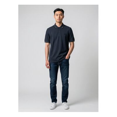 Fred Perry para homem. M3600 Polo com duas pontas azul-marinho (S), Casual, Algodão, Manga curta Fred Perry para homem. M3600 Polo com duas pontas azul-marinho (S), Casual, Algodão, Manga curta