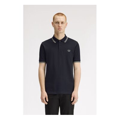 Fred Perry para homem. M3600 Polo com duas pontas azul-marinho (S), Casual, Algodão, Manga curta Fred Perry para homem. M3600 Polo com duas pontas azul-marinho (S), Casual, Algodão, Manga curta
