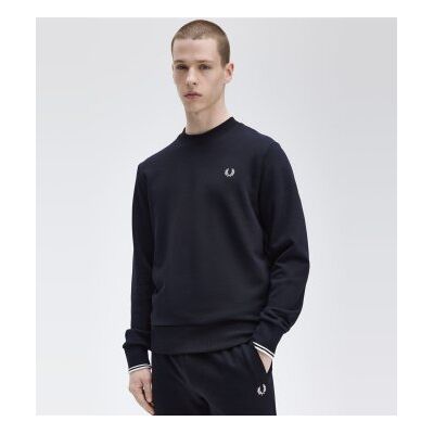 Fred Perry para homem. M7535 Camisola de gola redonda azul-marinho (L), Casual, Algodão Fred Perry para homem. M7535 Camisola de gola redonda azul-marinho (L), Casual, Algodão