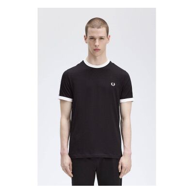 Fred Perry para homem. M4620 T-shirt Raped Ringer preta (XXL), Preto, Casual, Algodão, Manga curta Fred Perry para homem. M4620 T-shirt Raped Ringer preta (XXL), Preto, Casual, Algodão, Manga curta