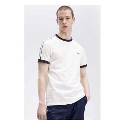 Fred Perry para homem. M4620 T-shirt Raped Ringer bege (XXL), Branco, Casual, Algodão, Manga curta Fred Perry para homem. M4620 T-shirt Raped Ringer bege (XXL), Branco, Casual, Algodão, Manga curta