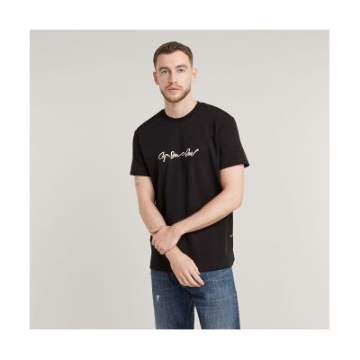G-Star para homem. D25150-C812-6484 T-shirt G-Script preta (S), Preto, Casual, Algodão, Manga curta G-Star para homem. D25150-C812-6484 T-shirt G-Script preta (S), Preto, Casual, Algodão, Manga curta